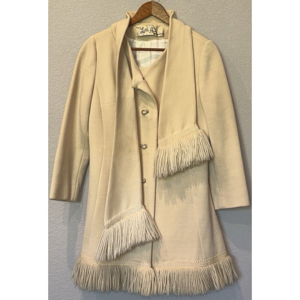 Vintage Lilli Ann San Francisco 1960s Swing Coat Ivory Wool Blend Women’s Small